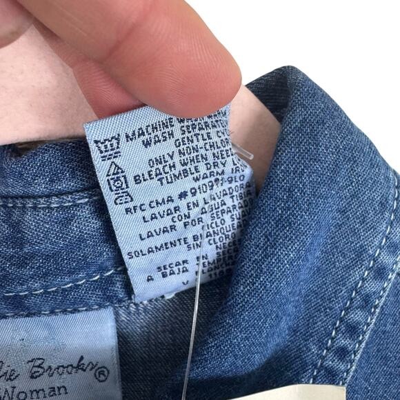 Bobbie Brooks NWT Vtg Floral Garden Embroidered Short Sleeve Jean Shirt 18W 20W - Picture 6 of 6